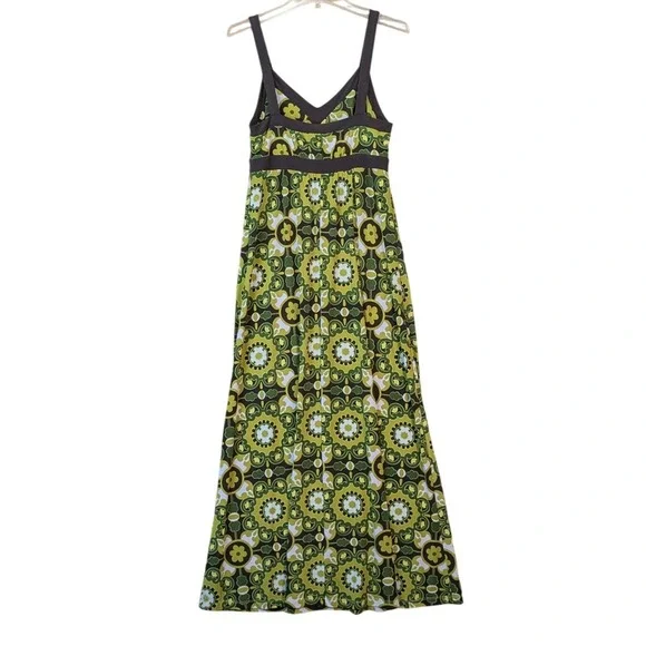 Apt 9 Maxi Dress Women's Medium Green Floral Boho Vtg Retro 70s Bright Empire - Picture 3 of 6